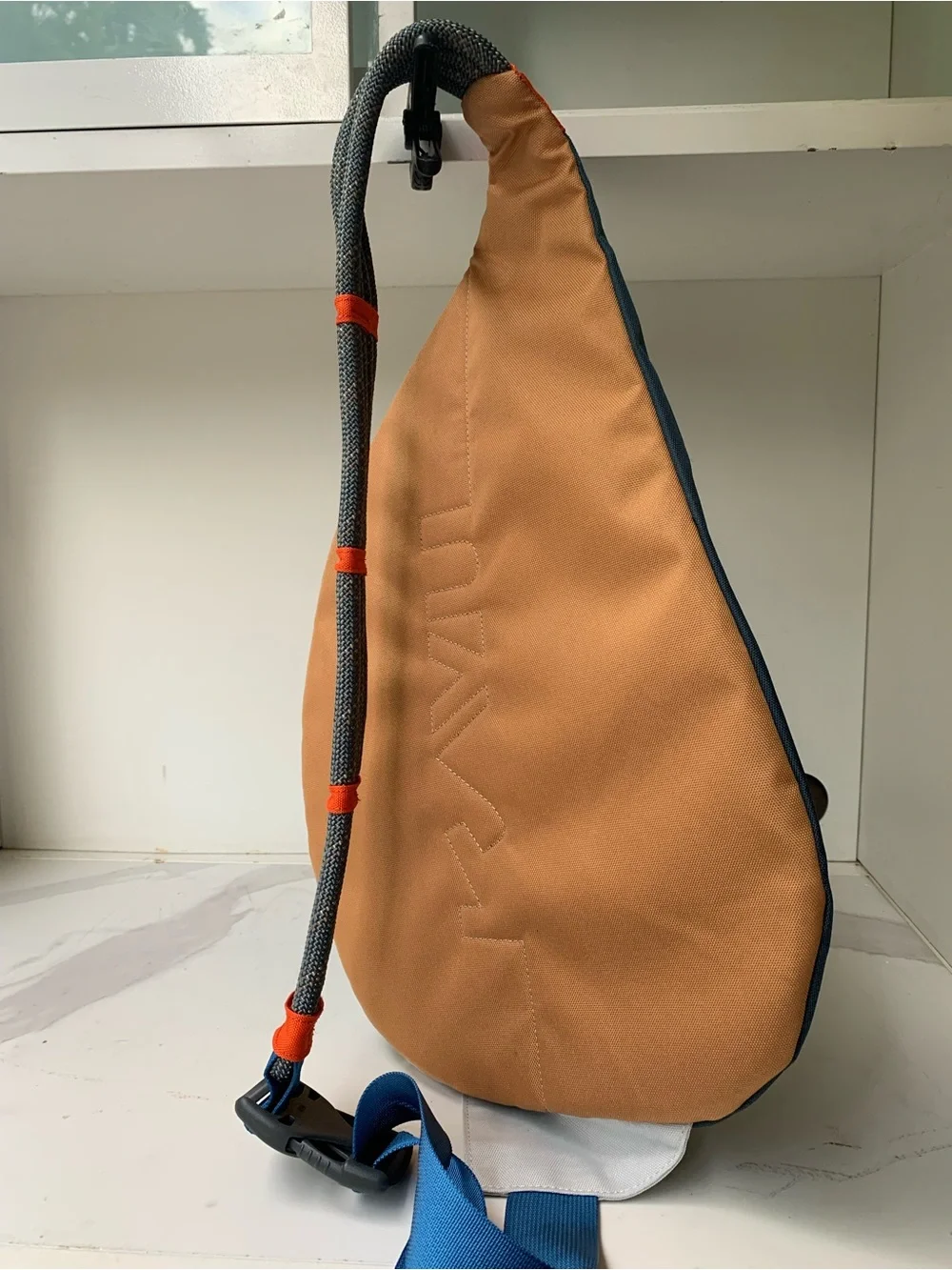 KAVUMulti-Color Rope Sling Bag — Teal, Navy & Orange